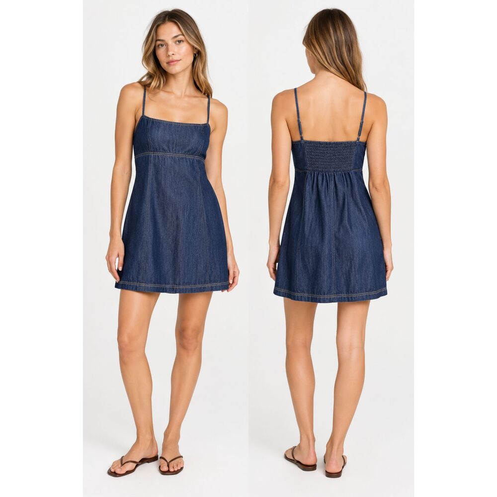 SUMMER AWAY Paros Denim Mini Dress Blue Small
